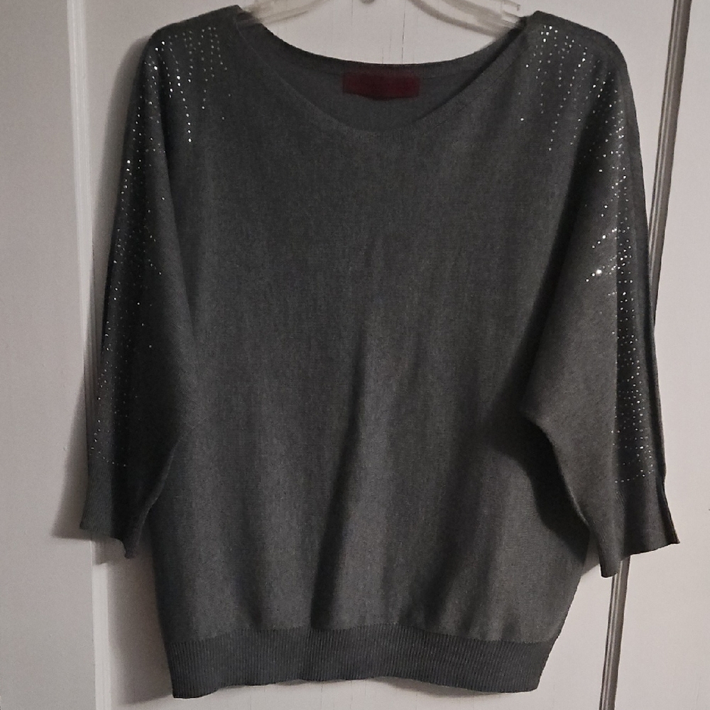 Scarlett Gray Women's Sweater with Sparkle Accents